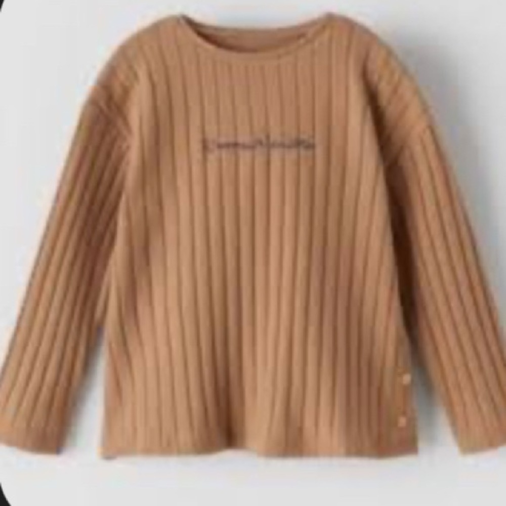 Zara baby ribbed long sleeve top says “sincere love” 18-24 a28